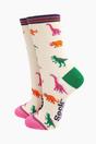 Cream Bamboo Socks - Cream/Multi, Dinosaurs, Image 1 of 4