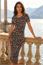 Black Dusk Abstract Print Stretch Midi Dress, Image 1 of 4