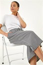 Black Petite Gingham Stretch Cropped Trouser , Image 1 of 5