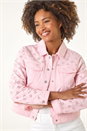 Pink Cotton Blend Broderie Sleeve Jacket, Image 4 of 6