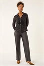 Black Sequin Lace Collared Blouse, Image 3 of 6