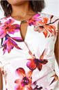 Ivory  Floral Print Ruched Shift Bodycon Wrap Dress, Image 5 of 5