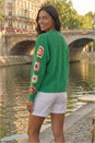 Green Crochet Sleeve Knit Cardigan, Image 3 of 4