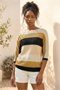 Beige Colour Block Stripe Jumper, Image 2 of 4