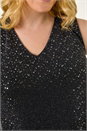 Black Curve Sparkle Vest Stretch Top, Image 5 of 5