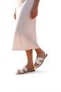 White iKrush White Aria Womens H-Strap Flat Slide Sandals, Image 3 of 8