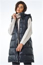 Black Faux Leather Longline Quilted Gilet, Image 1 of 6