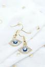 Gold Hamsa Evil Eye Zircon Dangle Earrings, Image 2 of 2