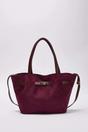 Plum Suede Tote With Soft Handle And Cross-Body Strap, Image 1 of 4