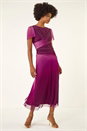Wine Embellished Ombre Mesh Midi Dress, Image 1 of 5