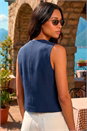 Navy  Buttoned Waistcoat, Image 3 of 5