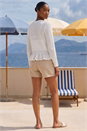 Ivory  Petite Broderie Hem Stretch Cardigan, Image 3 of 4