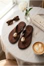 Multi iKrush Multi Thea Womens Gold Trim Thong Flat Sandals, Image 3 of 7