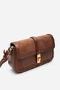 Brown Coral Suede Structured Shoulder Bag with Gold Lock, Image 4 of 8