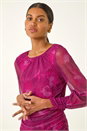 PINK Printed Stud Mesh Stretch Top, Image 5 of 6