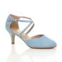 Light Blue AJVANI Light Blue Mid Heel Crossed Straps Court Shoes, Image 1 of 6