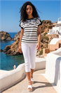 Black Stripe Floral Print Stretch Top, Image 2 of 4