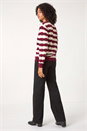 Wine Striped Scallop Cotton Blend Tie Jumper, Image 3 of 5