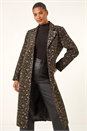 Brown Animal Print Formal Pocket Coat, Image 5 of 7