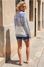 Light Blue  Textured Colour Block Knit Jumper, Image 3 of 4