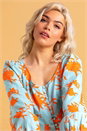Orange Button Up Floral Print Blouse, Image 1 of 4