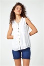 Ivory Sleeveless Button Detail Vest, Image 1 of 5