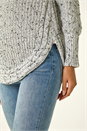Ivory  Curved Hem Stitch Detail Jumper, Image 5 of 5