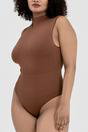 Brown Sleeveless Turtleneck Sculpting Bodysuit, Image 3 of 5
