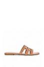 Taupe XY LONDON Taupe 'Ellie' Square Toe Cut Out Strap Flat Sandal Slides, Image 1 of 5