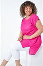 Pink Curve Textured Short Sleeve T-Shirt, Image 1 of 5