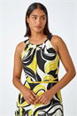 Lime Abstract Print Halter Neck Maxi Dress, Image 3 of 5