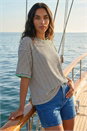 Black Oversized Boxy Stripe T-Shirt, Image 1 of 4