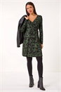 Green Tie Dye Wrap Detail Stretch Dress, Image 1 of 5
