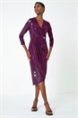CERISE Sequin Gathered Wrap Stretch Dress, Image 2 of 5