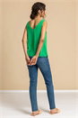 Green V-Neck Sleeveless Vest Top, Image 2 of 4
