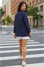 Navy  Petite Revere Collar Stretch Blazer, Image 3 of 4