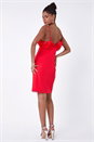 Red Frill Detail Stretch Dress, Image 3 of 7