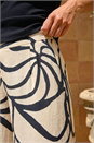 Black Mono Floral Palm Print Wide Leg Trouser, Image 4 of 4