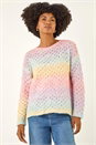 Multi  Ombre Rainbow Knit Jumper, Image 3 of 5