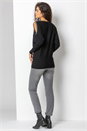 Black Chain Embellished Cold Shoulder Jumper, Image 2 of 4
