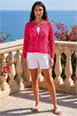 Cerise Crochet Knit Cardigan, Image 3 of 4