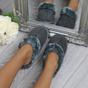 Grey AJVANI Grey Faux Fur Lined Slip On Memory Foam Mules Slippers, Image 4 of 5