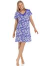 Navy Floral Print Cotton Nightshirt, Image 1 of 5