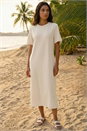 Cream  Jersey Stretch Midi Dress, Image 2 of 4