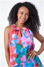 Pink Petite Floral Print Halter Neck Top, Image 1 of 5