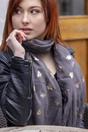 Dark Grey Sarta Dark Grey Bee Print Lightweight Foil Scarf, Image 3 of 3
