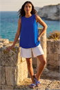 Royal Blue Curved Hem Vest Top, Image 1 of 4