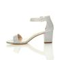 Silver AJVANI Silver Mid Block Heel Ankle Strap Sandals, Image 3 of 6