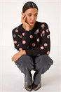 Black Spot Print Knitted Jumper, Image 2 of 5