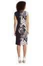 Navy  Leaf Print Border Jersey Stretch Dress, Image 3 of 4